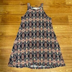 Ladies Braeve Multicolor Tribal Embroidered Smock Dress, Size Medium